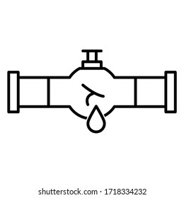 Crude Oil Pipeline Leakage Icon In Modern Outline Style Design. Vector Illustration Isolated On White Background.