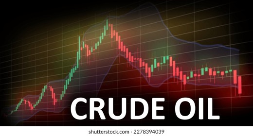 Crude Oil Price charts in commodity market. Petroleum exchange business concept. Market graph of heikin-ashi. Defocused trading screen background.