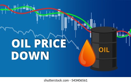 Crude Oil Price Down Vector illustration