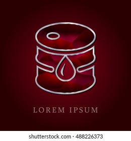 Crude Oil Red Crystal Ruby with Silver Precious Jewel Icon / Logo Design
