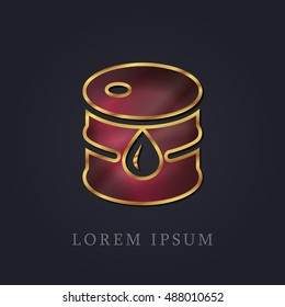Crude Oil Red Ruby with Golden Frame Precious Jewellery Icon / Logo Design