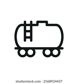 Crude oil tank car line icon, tank car vector symbol with editable stroke