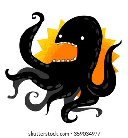Cruel black octopus