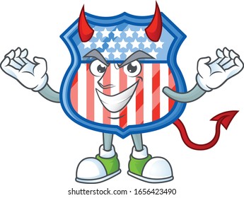 Un cruel escudo del diablo distintivo de Estados Unidos Caricatura de diseño