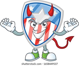 A cruel devil shield badges USA with star Cartoon character design