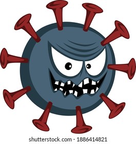 A cruel but funny COVID-19 virus illustration (cartoon style, white background, vector)