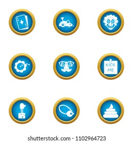 Cruel joke icons set. Flat set of 9 cruel joke vector icons for web isolated on white background