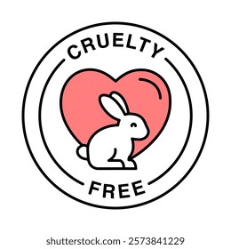 Cruelty Free. Animal-Friendly, Ethical Products, Conscious Badge. Vector Editable Stroke Icon.