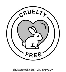 Cruelty Free. Animal-Friendly, Ethical Products, Conscious Badge. Vector Editable Stroke Icon.