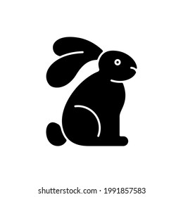 Cruelty free black glyph icon. Creation of cosmetics without testing on animals. Manifestation of humanity. Animal rights movement. Silhouette symbol on white space. Vector isolated illustration