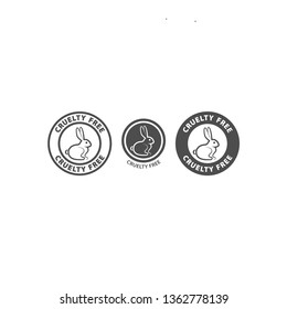 Cruelty free black vector sign with rabbit. Cruelty free label sticker for cosmetics and food instructions.