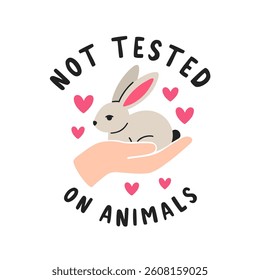 Cruelty Free Bunny in Blush Pink Hearts for Ethical Beauty Branding Vector Design, Isolated