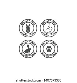 Cruelty free circle label with rabbit and dog paw print. Cruelty free vector sticker for packaging.