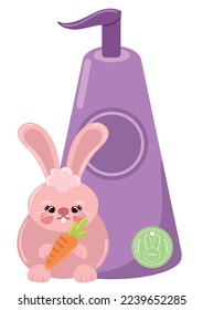 cruelty free cosmetic bottle and rabbit