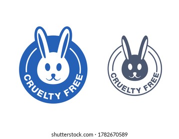 Cruelty free emblem - not tested on animals certified stamp with drawn rabbit silhouette - isolated vector packaging icon