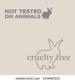 Cruelty free icon design. No testing sign. Product not tested on animals symbol. Can be used as sticker, logo, stamp, icon. Vector design with rabbit. 