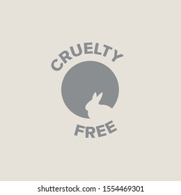 Cruelty free icon design. No testing sign. Product not tested on animals symbol. Can be used as sticker, logo, stamp, icon. Vector design with rabbit. 