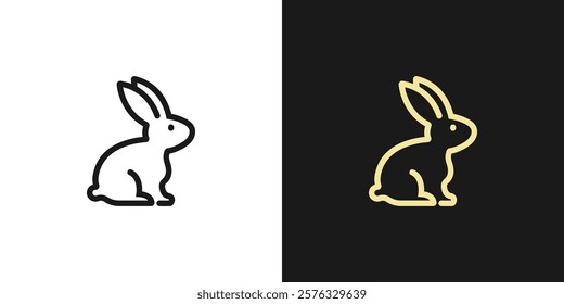 Cruelty free icon. Vector thin line icon outline linear stroke illustration of a cute little rabbit