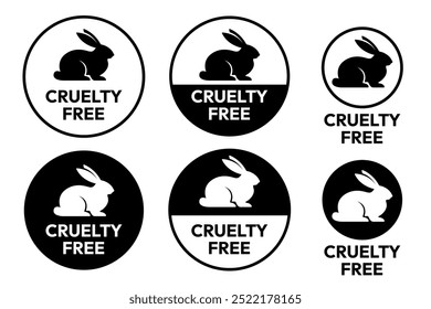 Cruelty Free rótulo, logotipo, distintivo, ícone, adesivo, símbolo, emblema, selo, verde, linha, vetor plano, ilustração isolada. Cruelty free não testado no rótulo dos animais para o design de embalagem do produto.