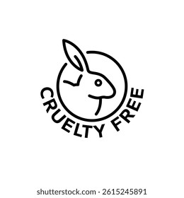 Cruelty Free label, logo, badge, icon, sticker, symbol, emblem, stamp, green, line, flat vector, isolated illustration. Cruelty free not tested on animals label for product packaging design.