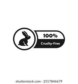 Cruelty free logo, label, sticker or stamp. 100% cruelty free sign, icon or emblem. Vector. Vegan and ecology concept