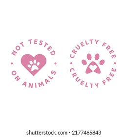 Cruelty free and not tested on animals label. Circle badge with dog paw print.