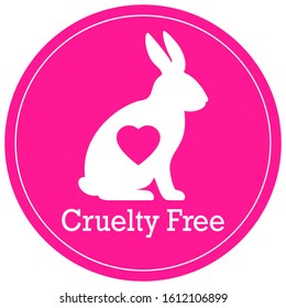 Cruelty free pink vector label isolated on white background. Cruelty free icon with bunny