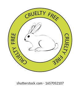 Cruelty free. Rabbit symbol with lettering Cruelty free around. 