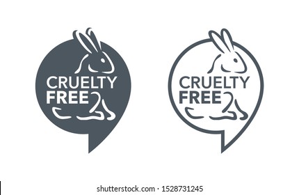 Cruelty free stamp - not tested on animals certified emblem with drawn rabbit silhouette - isolated vector packaging icon