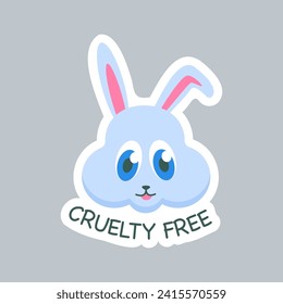 Cruelty free sticker with bunny symbol. Not tested on animal icon. Vector illustration.