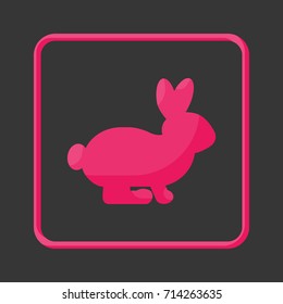 Cruelty free vector flat icon, Flat design of rabbit or bunny with text about product not testing on animals isolated on the white background, cute vector illustration with reflections