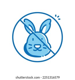 Cruelty free vector icon blue outline style.Can be use for wedding invitation, card design and background design