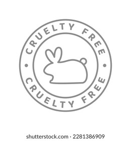 Cruelty free vector label. Circle badge with bunny rabbit for cosmetics or other.