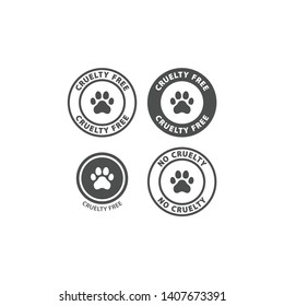 Cruelty free vector stamp with dog paw print. Cruelty free circle sticker or label for packaging.