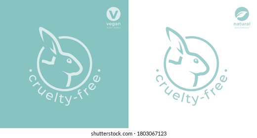 Cruelty-free rabbit icon. Animal rights protection sign. Bunny care symbol. Not tested on animals product stamp emblem. Vector illustration.