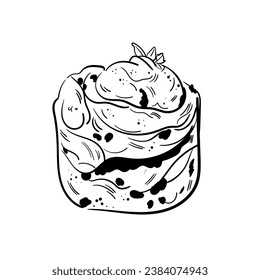 Cruffin or craffin kraffin line art sketch illustration. Outline vector logo. Contour isolated pictogram on white background For menu design, flyers, advertising, logo.