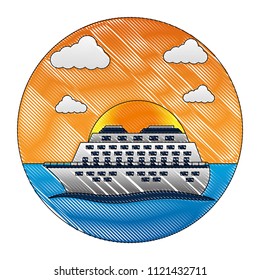 cruice ship with sea isolated icon