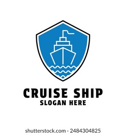 cruise ahip logo design concept idea with shield