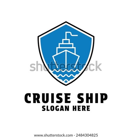 cruise ahip logo design concept idea with shield