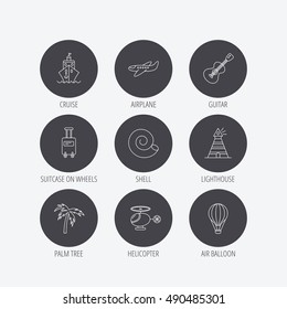 Cruise, airplane and helicopter icons.