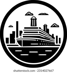 Cruise - Black and White Isolated Icon - Vector illustration