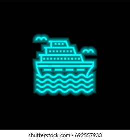 Cruise blue glowing neon ui ux icon. Glowing sign logo vector