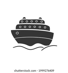 Cruise Boat Icon Silhouette Illustration. Summer Vacations Vector Graphic Pictogram Symbol Clip Art. Doodle Sketch Black Sign.