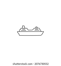 cruise boat icon. yacht symbol in flat black line style, isolated on white 