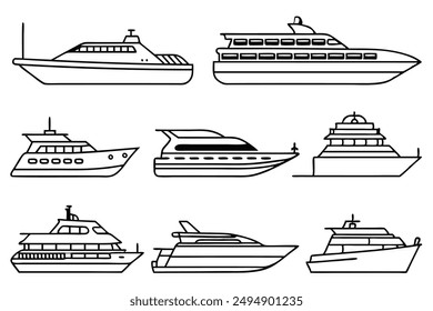 Arte de la línea de barcos de crucero intrincado boceto del barco