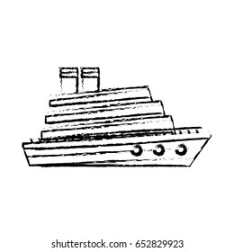 cruise boat in the sea side view vacation travel style vector illustration