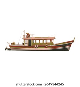 Barco de cruzeiro. Barco de madeira feito em estilo clássico.