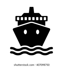 Cruise / cargo ship or yacht flat vector icon for apps and websites