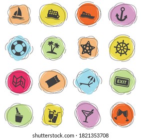 Iconos vectoriales de color de crucero para la interfaz web y de usuario