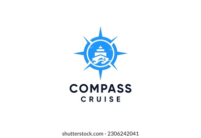 cruise compass negative space logo design